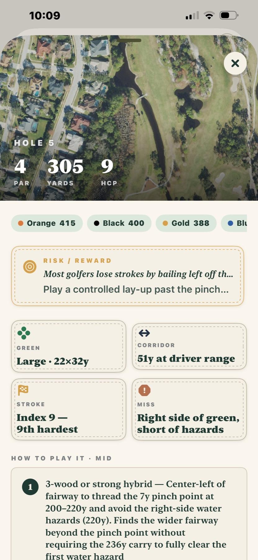 Course intelligence for Rio Pinar hole 5